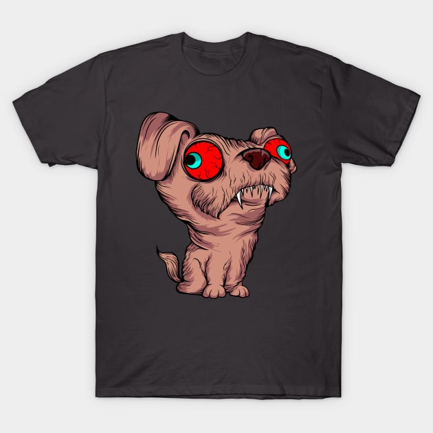 crazy dog pet cartoon illustration red eyes T-Shirt by SpaceWiz95